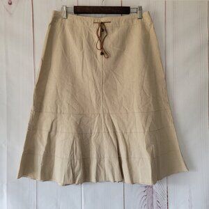 Dressbarn Linen Blend Midi Skirt, Women’s 12, Khaki, Lightweight, Flowy, Boho